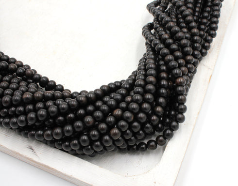 Tiger Ebony Wood Beads, 6mm, Round